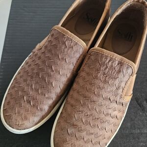 Sofft Brown Textured Slip-On Loafers